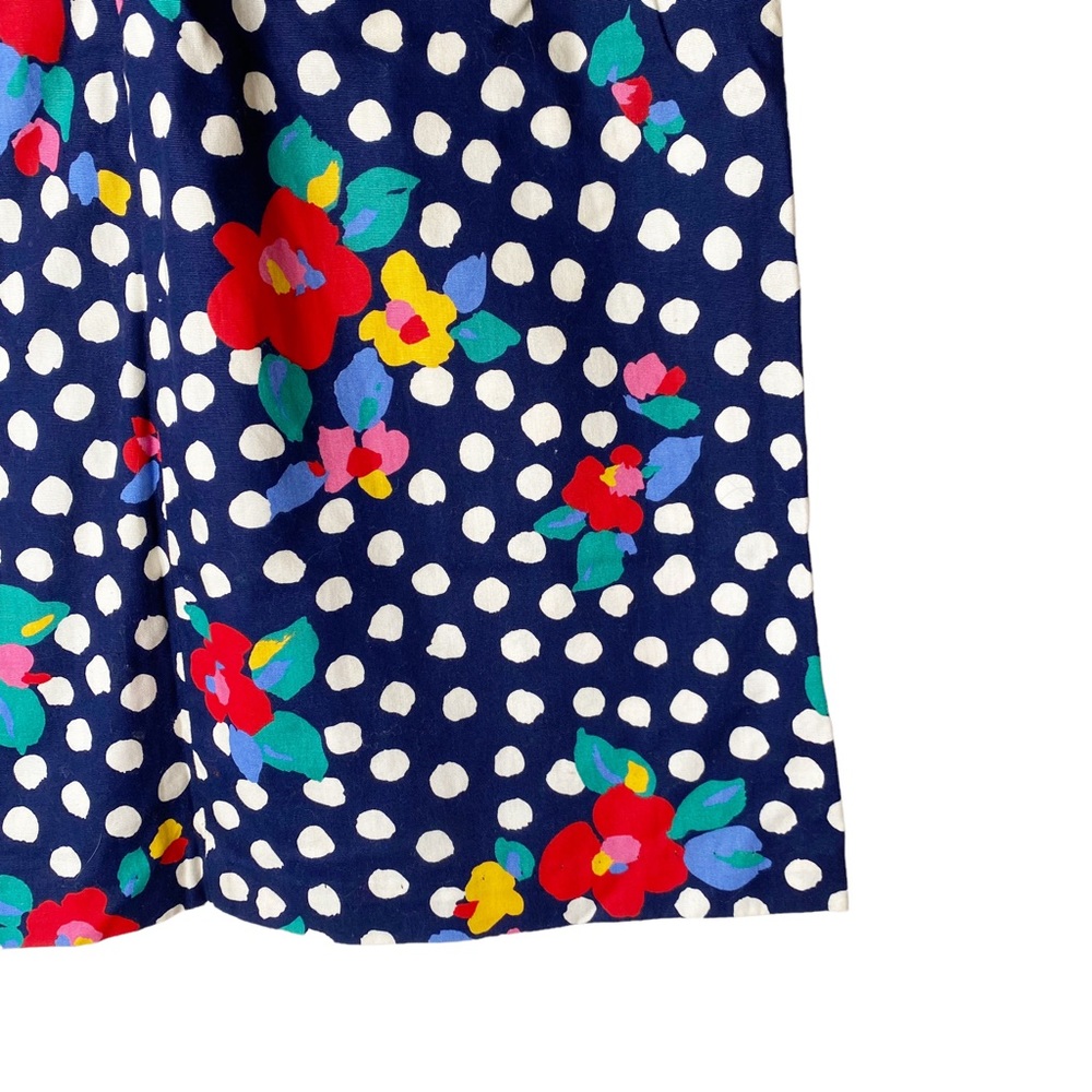 Vintage American Eagle Floral Polka Dot Pleated Pencil Skirt Belt Blue Pink L - Picture 5 of 10